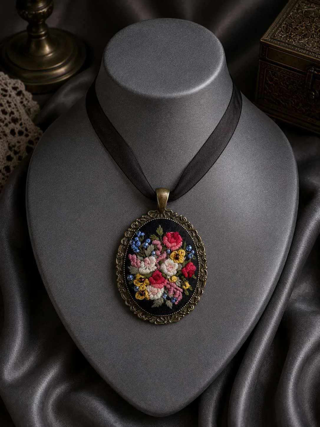 Blumenharmonie — Anhänger an einer Büste 2, NataSko Handmade