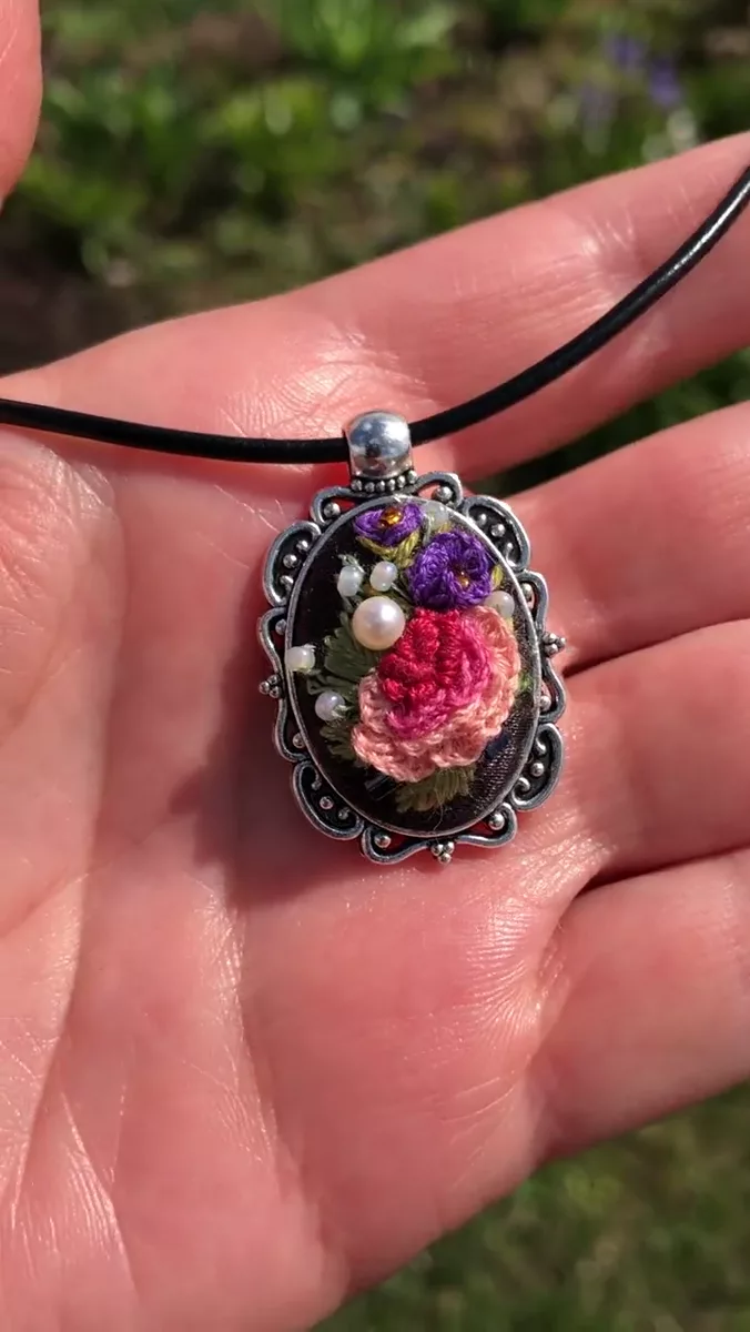 Summer Night — handmade embroidered pendant video